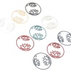 Immagine di Lega di Ferro Filigree Stamping Charms Tondo Multicolore Fiore Di Loto 27mm Dia, 10 Pz