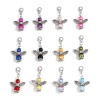 Bild von Zinklegierung & Acryl Charms Anhängerträger für Vintage Armband Engel Antiksilber Bunt Imitat Perle 3.9cm x 2.2cm, 5 Stück