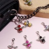 Bild von Zinklegierung & Acryl Charms Anhängerträger für Vintage Armband Engel Antiksilber Bunt Imitat Perle 3.9cm x 2.2cm, 5 Stück