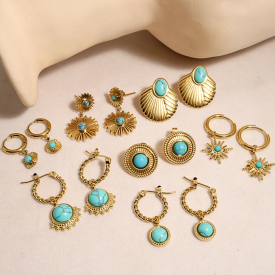 Immagine di Ipoallergenico Semplice & Casual Stile Bohemien 14k Vero Oro Placcato 304 Acciaio Inossidabile Orecchino Per Donne 1 Paio