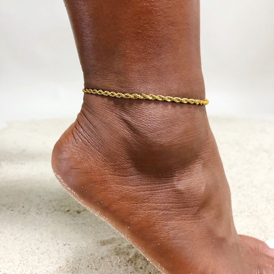Picture of 304 Stainless Steel Stylish Anklet Link Chain Heart 18K Real Gold Plated