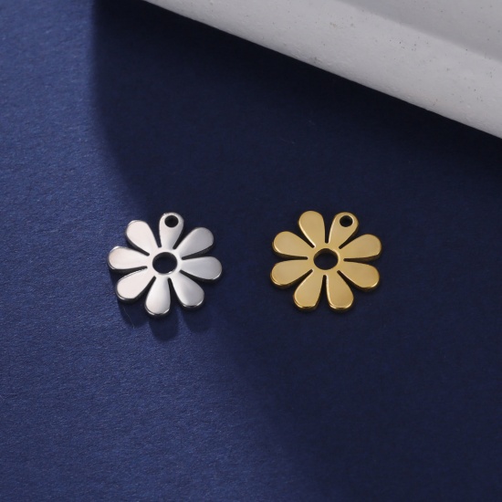 Picture of 304 Stainless Steel Charms Multicolor Daisy Flower 11mm x 11mm