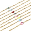 Immagine di 304 Acciaio Inossidabile Religione Catena Singolare Cavigliere Oro Placcato Multicolore Smalto a Doppia Faccia Tondo Malocchio 21.5cm lunghezza, 1 Pz