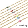 Immagine di 304 Acciaio Inossidabile Religione Catena Singolare Cavigliere Oro Placcato Multicolore Smalto a Doppia Faccia Tondo Malocchio 21.5cm lunghezza, 1 Pz