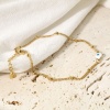 Immagine di 304 Acciaio Inossidabile Religione Catena Singolare Cavigliere Oro Placcato Multicolore Smalto a Doppia Faccia Tondo Malocchio 21.5cm lunghezza, 1 Pz