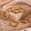Immagine di Ecologico Minimalista Squisito 18K Oro riempito 304 Acciaio Inossidabile & Zircone Cubico Non Regolabile Rettangolo Anello Per Donne Anniversario 1 Pz