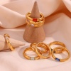 Immagine di Ecologico Minimalista Squisito 18K Oro riempito 304 Acciaio Inossidabile & Zircone Cubico Non Regolabile Rettangolo Anello Per Donne Anniversario 1 Pz