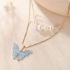 Bild von Insekt Mehrschichtige Halskette Vergoldet Bunt Schmetterling Imitat Perle 1 Strang