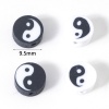 Bild von Polymer Ton Religiös Perlen Rund Bunt, mit Yin Yang Symbol Muster, 9.5mm D., Loch: 1.8mm, 100 Stück