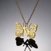 Immagine di 304 Acciaio Inossidabile Elegante Cavo Catena Collana 18K Oro Placcato Farfalla Lettera Maiuscola Messaggio " A-Z " Filigrana 1 Pz