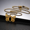 Immagine di 304 Acciaio Inossidabile Elegante Cavo Catena Collana 18K Oro Placcato Farfalla Lettera Maiuscola Messaggio " A-Z " Filigrana 1 Pz