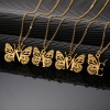 Immagine di 304 Acciaio Inossidabile Elegante Cavo Catena Collana 18K Oro Placcato Farfalla Lettera Maiuscola Messaggio " A-Z " Filigrana 1 Pz