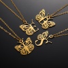 Immagine di 304 Acciaio Inossidabile Elegante Cavo Catena Collana 18K Oro Placcato Farfalla Lettera Maiuscola Messaggio " A-Z " Filigrana 1 Pz