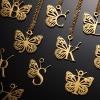 Immagine di 304 Acciaio Inossidabile Elegante Cavo Catena Collana 18K Oro Placcato Farfalla Lettera Maiuscola Messaggio " A-Z " Filigrana 1 Pz
