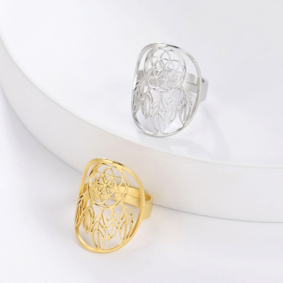 Imagen de 304 Acero Inoxidable Elegante Abierto Ajustable Anillos Multicolor Capta Sueño 17.3mm (US size 7), 1 Unidad