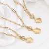 Immagine di 304 Acciaio Inossidabile Elegante Catena a Graffetta Collana Oro Placcato Cuore Fiore 49.5cm Lunghezza, 1 Pz
