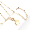 Immagine di 304 Acciaio Inossidabile Elegante Catena a Graffetta Collana Oro Placcato Cuore Fiore 49.5cm Lunghezza, 1 Pz