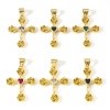 Immagine di Rame Religione Ciondoli Oro Placcato Croce Fiore Multicolore Cubic Zirconiae 3cm x 1.9cm, 1 Pz