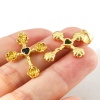 Immagine di Rame Religione Ciondoli Oro Placcato Croce Fiore Multicolore Cubic Zirconiae 3cm x 1.9cm, 1 Pz