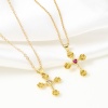 Immagine di Rame Religione Ciondoli Oro Placcato Croce Fiore Multicolore Cubic Zirconiae 3cm x 1.9cm, 1 Pz