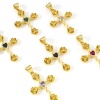 Immagine di Rame Religione Ciondoli Oro Placcato Croce Fiore Multicolore Cubic Zirconiae 3cm x 1.9cm, 1 Pz