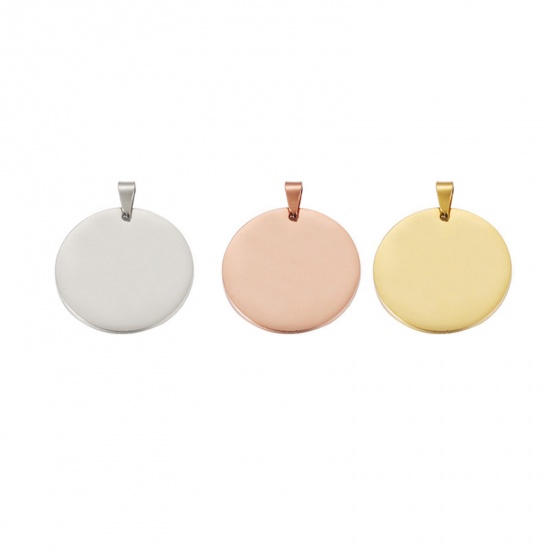 Picture of Eco-friendly 304 Stainless Steel Blank Stamping Tags Pendants Round Multicolor Mirror Polishing 1 Piece