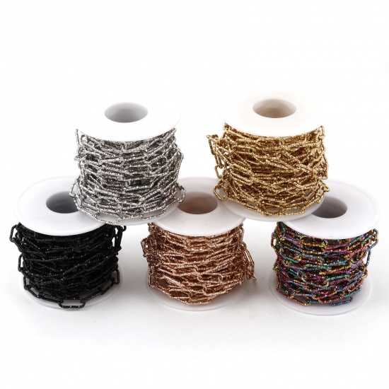 Picture of Eco-friendly Vacuum Plating 304 Stainless Steel Open Link Cable Chain Multicolor 17x7mm