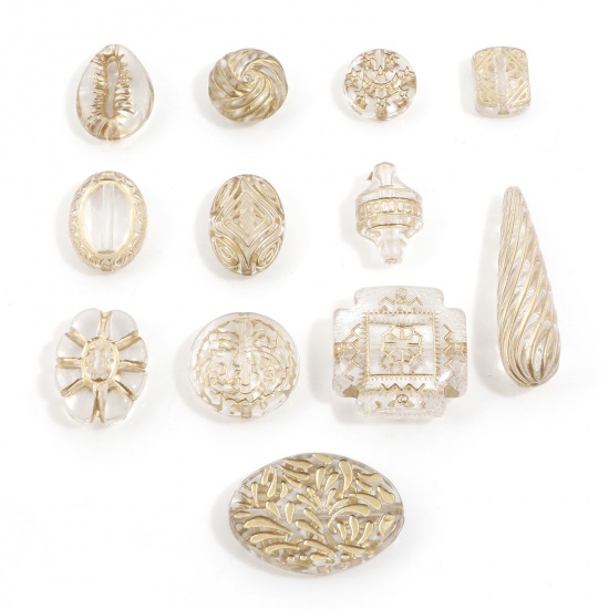 Picture of Acrylic Retro Beads For DIY Charm Jewelry Making Transparent Clear Carved Pattern