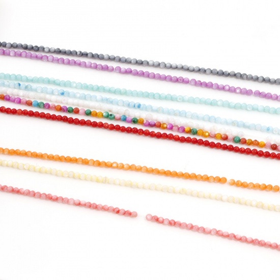 Bild von Muschel Perlen für die Herstellung von DIY-Charme-Schmuck Rund Bunt 3mm D., Loch:ca. 0.4mm, 1 Strang