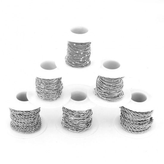 Picture of Eco-friendly 304 Stainless Steel Link Chain For Handmade DIY Jewelry Making Findings Silver Tone