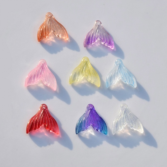 Picture of Lampwork Glass Charms Multicolor Fishtail Gradient Color 20mm x 20mm
