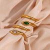 Picture of Eco-friendly Vacuum Plating Retro Stylish 18K Real Gold Plated 304 Stainless Steel & Cubic Zirconia Open Adjustable Snake Animal Rings For Women Birthday