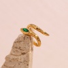 Picture of Eco-friendly Vacuum Plating Retro Stylish 18K Real Gold Plated 304 Stainless Steel & Cubic Zirconia Open Adjustable Snake Animal Rings For Women Birthday