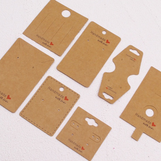 Bild von Papier Schmuck Samtkarten Bunt Message " Hand Made " 50 Stück