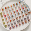 Bild von Acryl Regenbogen Perlen für die Herstellung von DIY-Charme-Schmuck Einzeln Loch Bunt Rund Streifen ca. 14mm D., 2 Stück