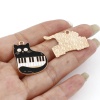 Bild von Zinklegierung Musik Charms Vergoldet Schwarz & Weiß Katze Klavier Emaille 10 Stück