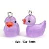 Bild von Harz Charms Ente Silberfarbe Bunt Transparent 3D 20mm x 19mm, 10 Stück