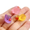 Bild von Harz Charms Ente Silberfarbe Bunt Transparent 3D 20mm x 19mm, 10 Stück