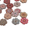 Immagine di Legno Etnico Bottone da Cucire Scrapbook Due Fori Fiore A Random A Random Disegno 50 Pz