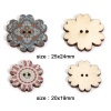 Immagine di Legno Etnico Bottone da Cucire Scrapbook Due Fori Fiore A Random A Random Disegno 50 Pz