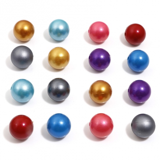 Bild von Silikon Perlen für die Herstellung von DIY-Charme-Schmuck Einzeln Loch Rund Bunt Metallisch Schimmernd 15mm D., Loch: 2.2mm, 10 Stück