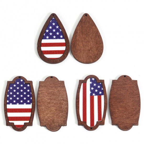Picture of PU & Wood American Independence Day Pendants Brown Flag Of The United States