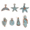 Bild von Zinklegierung Patina Charms Bronzefarbe Seesterne Muschelschale 10 Stück