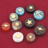 Bild von Stone ( Natural Dyed ) Loose Beads With Stailess Steel Patch For DIY Charm Jewelry Making Geometric Gold Plated 1 Piece