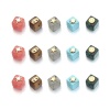 Bild von Stone ( Natural Dyed ) Loose Beads With Stailess Steel Patch For DIY Charm Jewelry Making Geometric Gold Plated 1 Piece