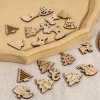 Bild von Paulownia Holz Embellishments Cabochons Naturfarben Weihnachten Mit zufälligen Muster 1 Packung
