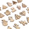Bild von Paulownia Holz Embellishments Cabochons Naturfarben Weihnachten Mit zufälligen Muster 1 Packung