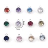 Bild von Kupfer Monatsstein Charms Platin plattiert Rund Bunt Zirkonia 9mm x 7mm, 2 Stück