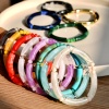 Picture of Acrylic Retro Bangles Bracelets Multicolor Curved Tube Elastic