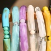 Picture of Acrylic Retro Bangles Bracelets Multicolor Curved Tube Elastic